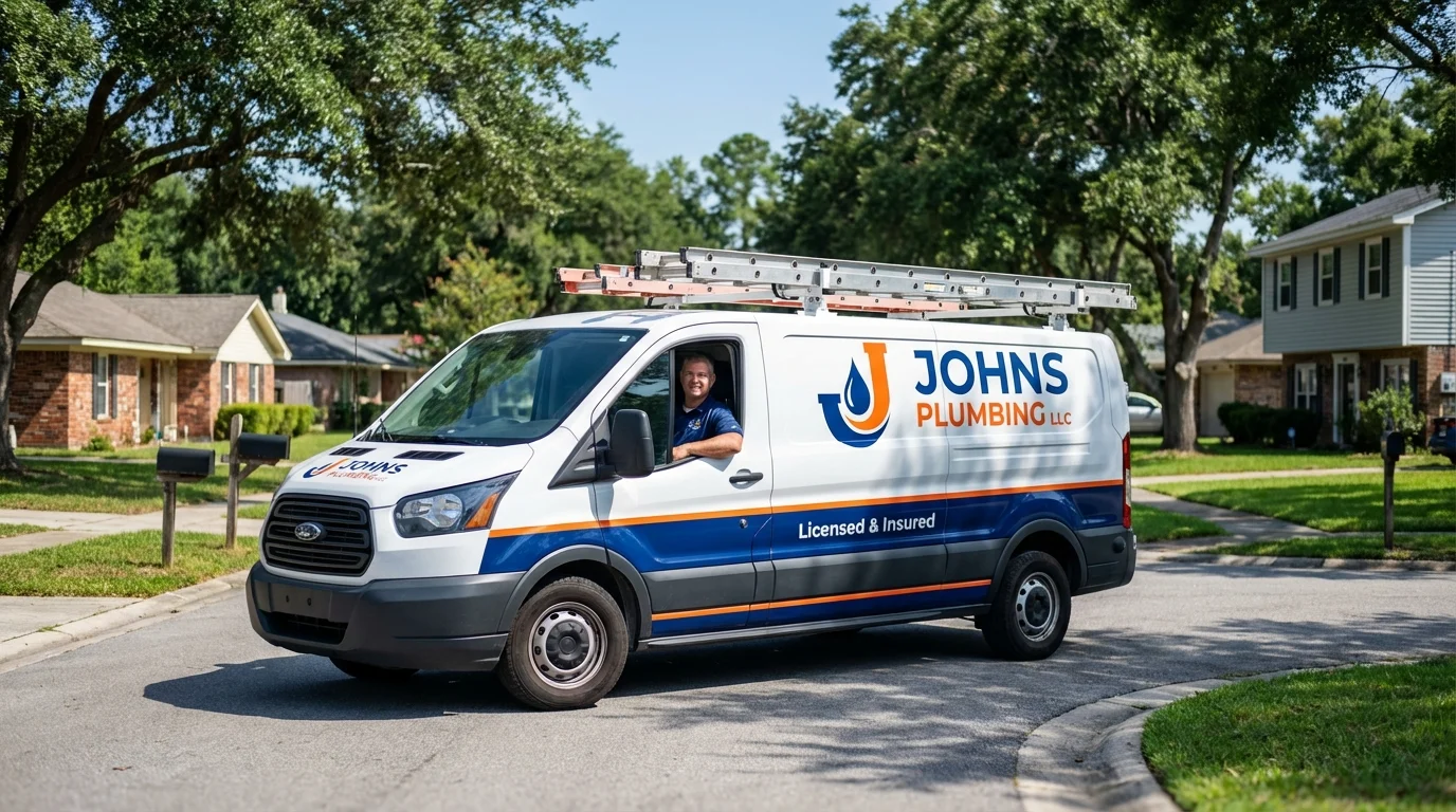 Johns Plumbing LLC service van in South Burlington, VT