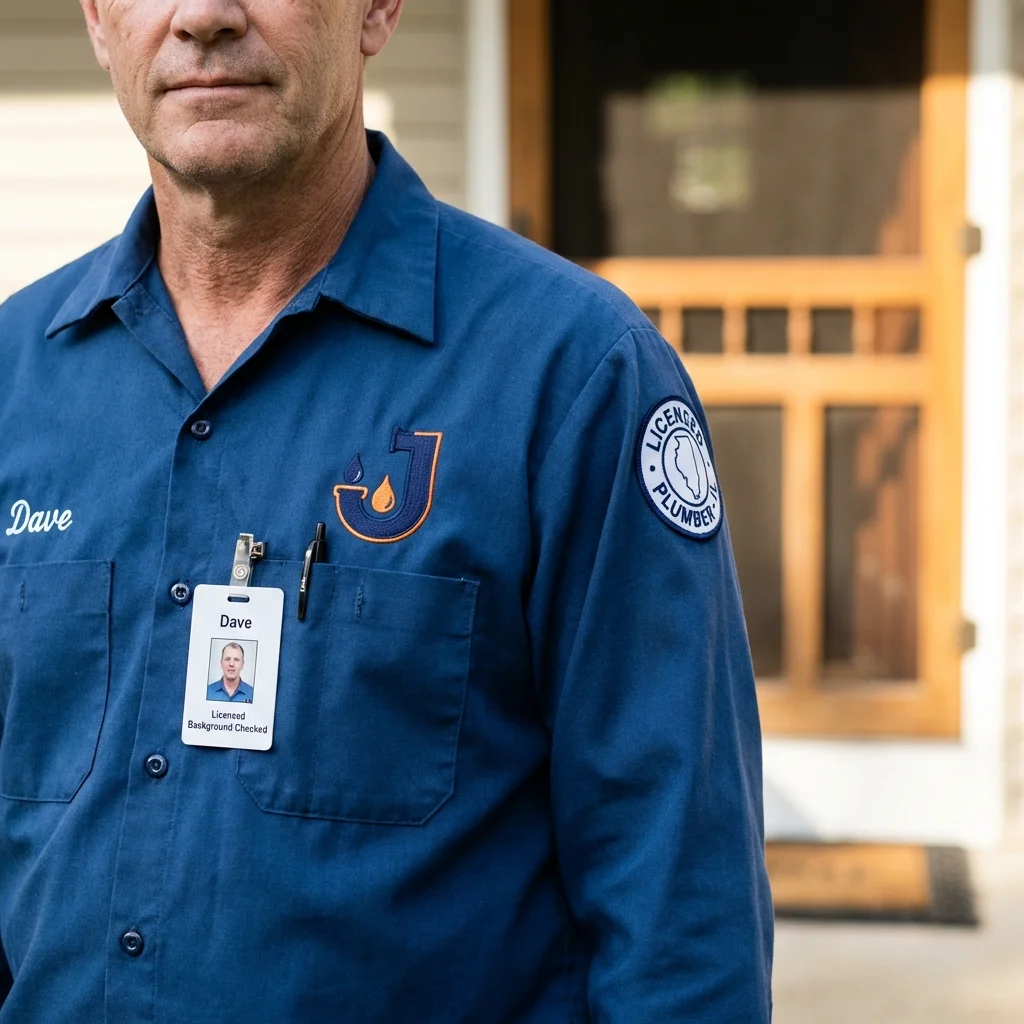 Licensed plumber showing ID badge in South Burlington, VT