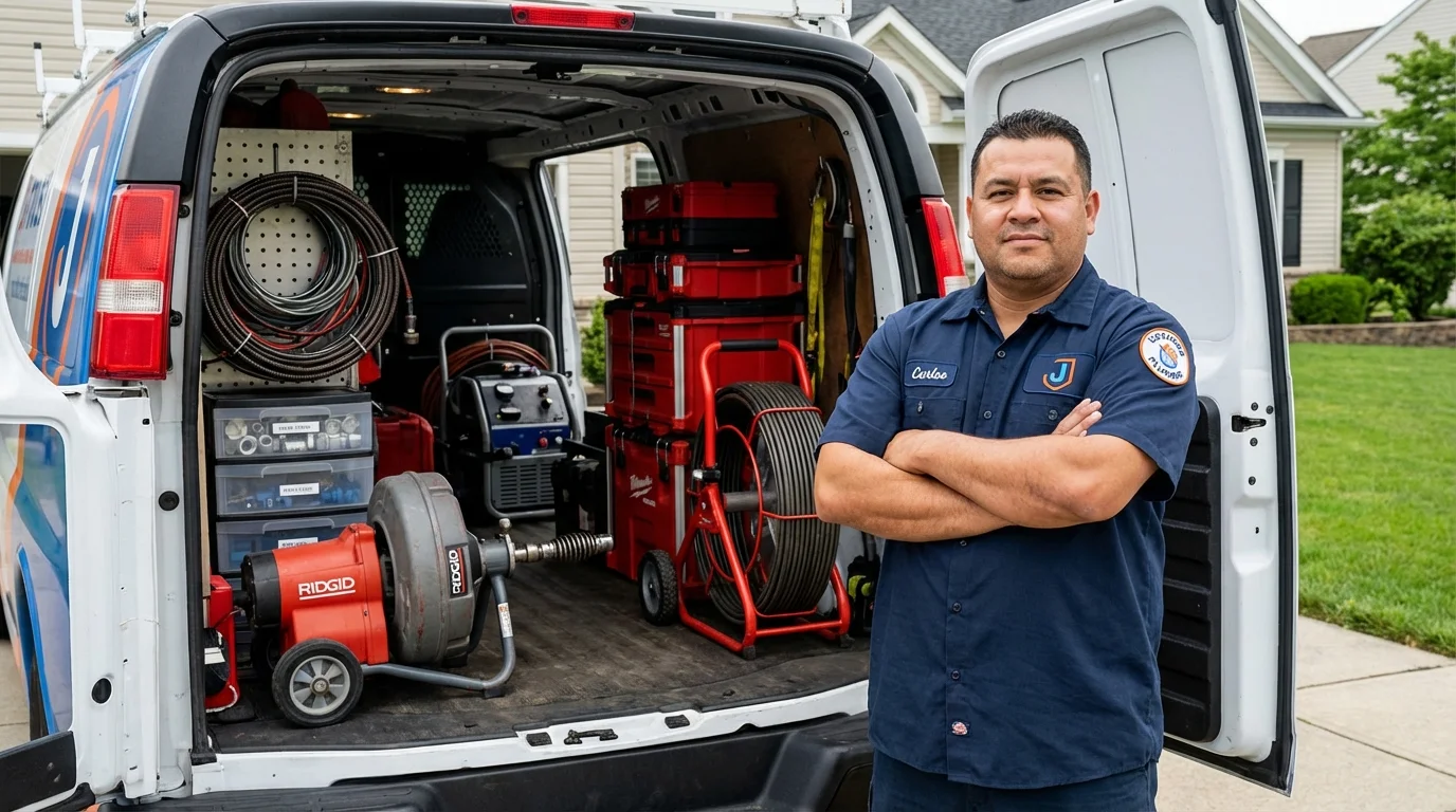 Professional drain cleaning equipment and Johns Plumbing LLC plumber in South Burlington