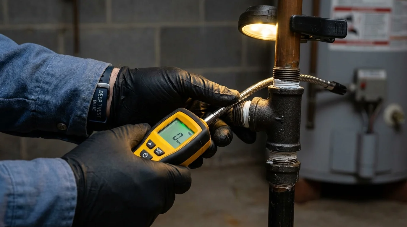 Gas leak detection with electronic sniffer by Johns Plumbing LLC in South Burlington
